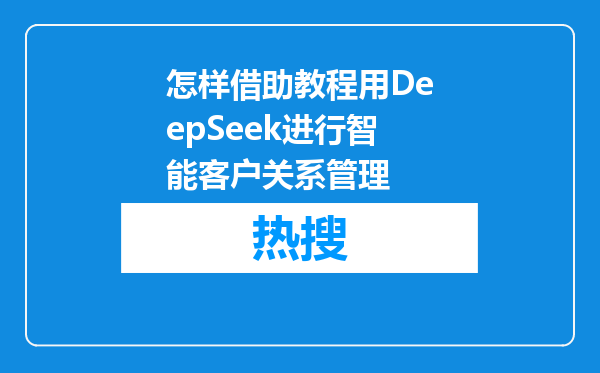 怎样借助教程用DeepSeek进行智能客户关系管理