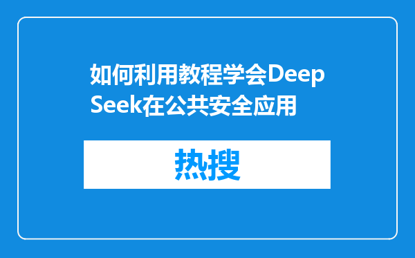 如何利用教程学会DeepSeek在公共安全应用