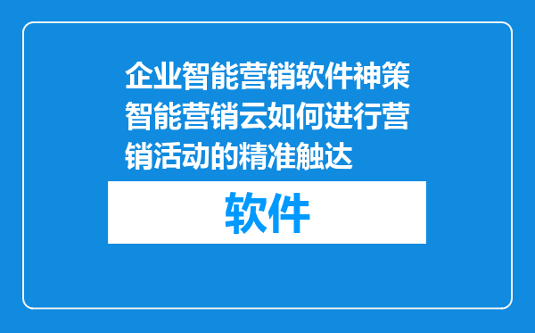 企业智能营销软件神策智能营销云如何进行营销活动的精准触达
