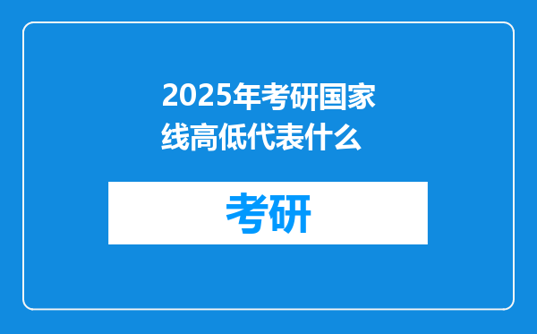 2025年考研国家线高低代表什么