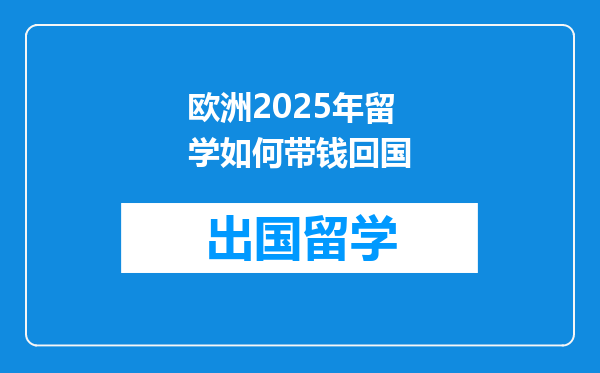 欧洲2025年留学如何带钱回国
