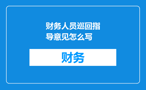 财务人员巡回指导意见怎么写