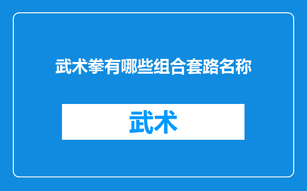 武术拳有哪些组合套路名称