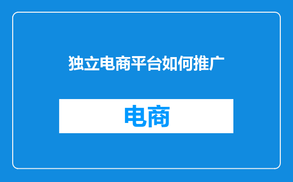 独立电商平台如何推广