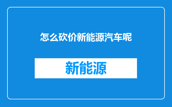 怎么砍价新能源汽车呢