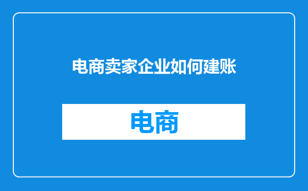 电商卖家企业如何建账