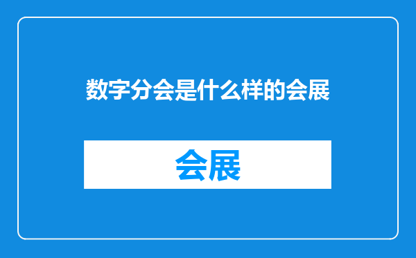 数字分会是什么样的会展