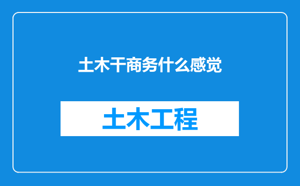 土木干商务什么感觉