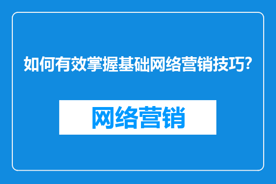 如何有效掌握基础网络营销技巧？