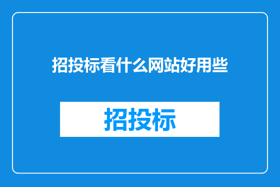 招投标看什么网站好用些