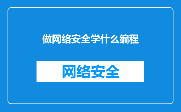 做网络安全学什么编程