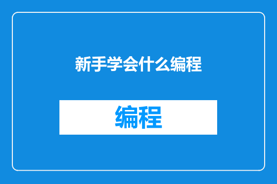 新手学会什么编程