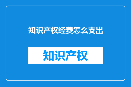 知识产权经费怎么支出