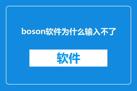 boson软件为什么输入不了