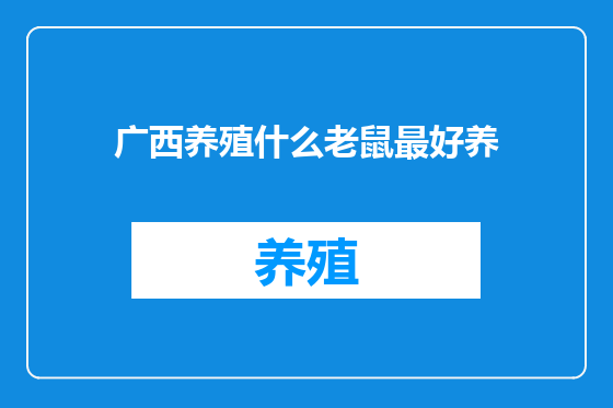 广西养殖什么老鼠最好养