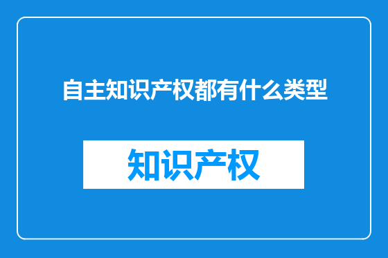 自主知识产权都有什么类型