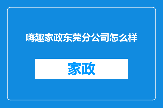嗨趣家政东莞分公司怎么样