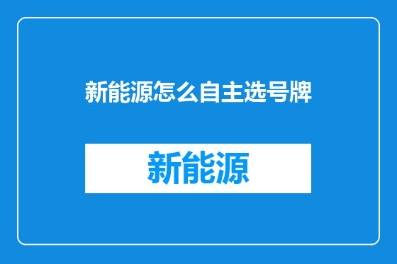 新能源怎么自主选号牌