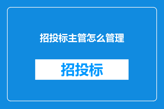 招投标主管怎么管理