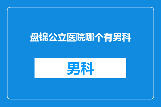 盘锦公立医院哪个有男科