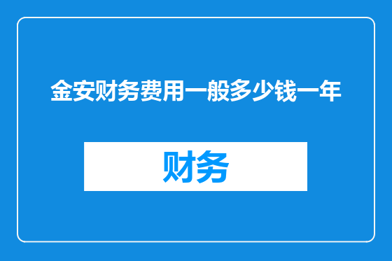 金安财务费用一般多少钱一年
