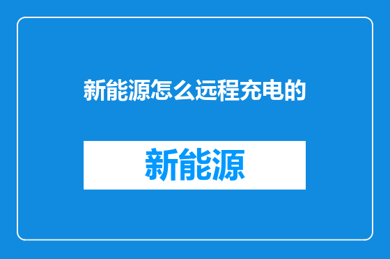 新能源怎么远程充电的