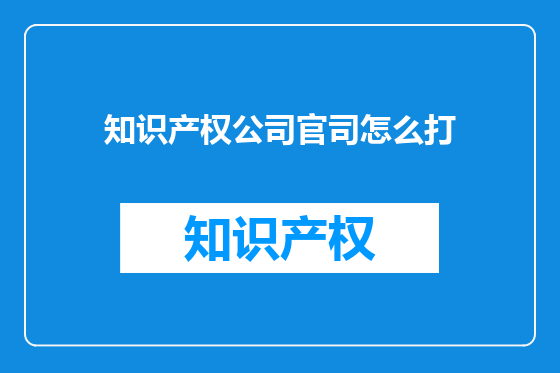 知识产权公司官司怎么打