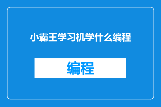 小霸王学习机学什么编程