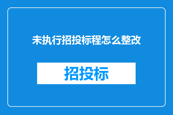 未执行招投标程怎么整改