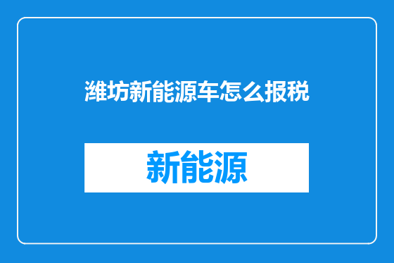 潍坊新能源车怎么报税