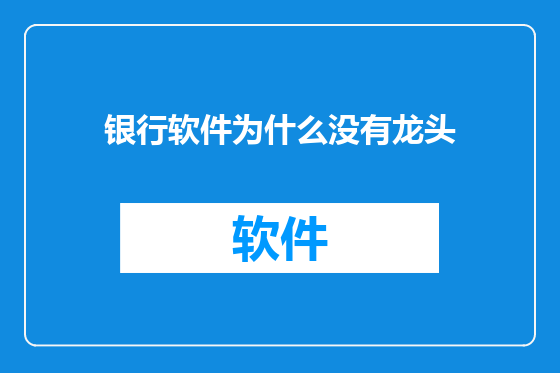 银行软件为什么没有龙头