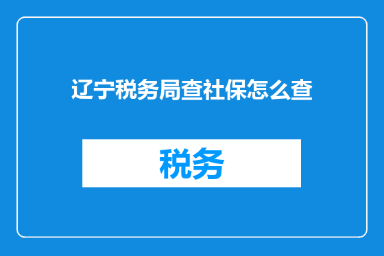 辽宁税务局查社保怎么查