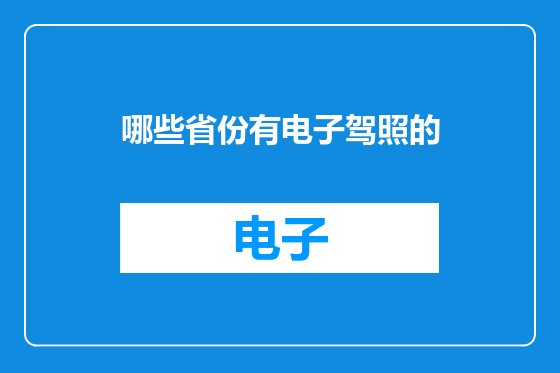 哪些省份有电子驾照的