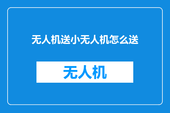 无人机送小无人机怎么送