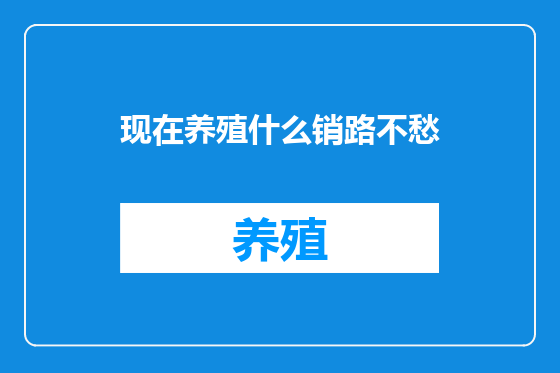现在养殖什么销路不愁