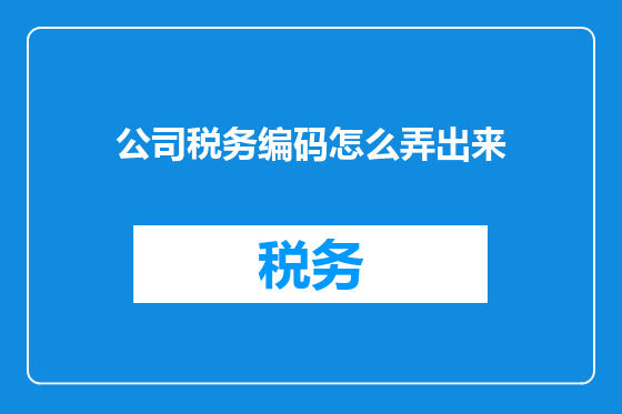 公司税务编码怎么弄出来