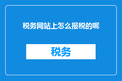 税务网站上怎么报税的呢