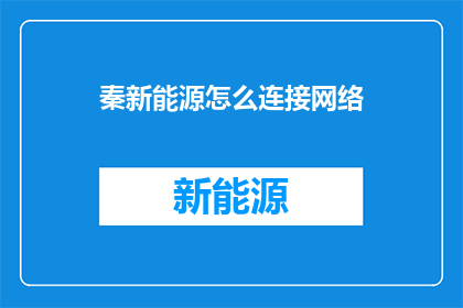 秦新能源怎么连接网络
