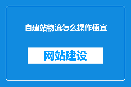自建站物流怎么操作便宜