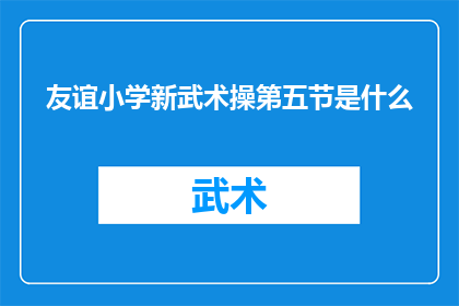 友谊小学新武术操第五节是什么
