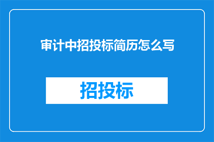 审计中招投标简历怎么写