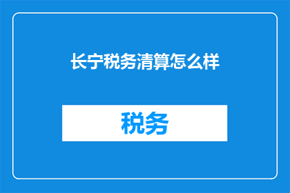 长宁税务清算怎么样