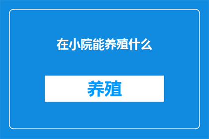 在小院能养殖什么
