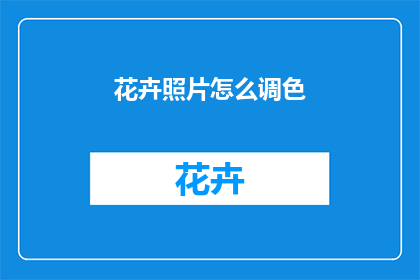 花卉照片怎么调色