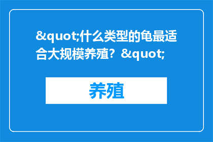 "什么类型的龟最适合大规模养殖？"