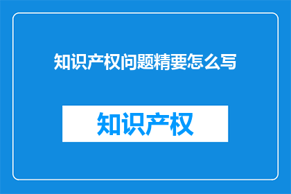 知识产权问题精要怎么写