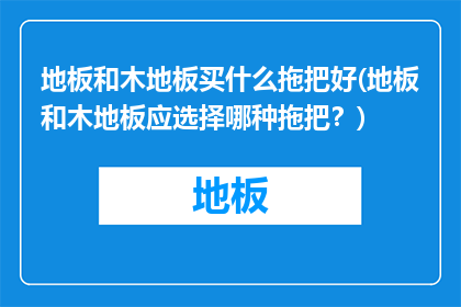 地板和木地板买什么拖把好(地板和木地板应选择哪种拖把？)