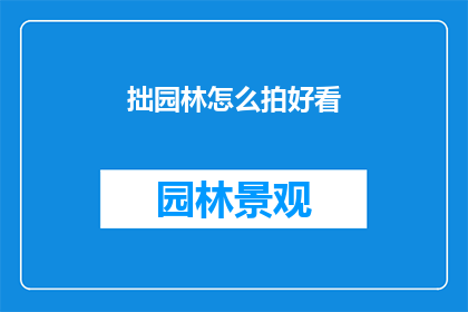 拙园林怎么拍好看(如何让拙园林的美景在镜头下绽放？)
