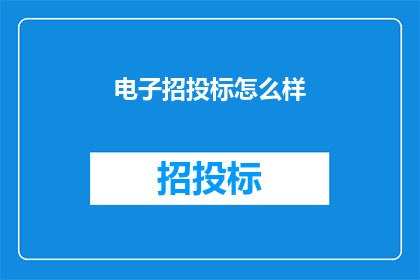 电子招投标怎么样