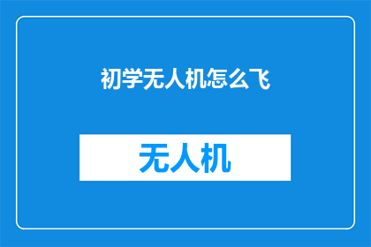 初学无人机怎么飞